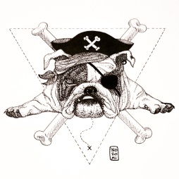 Illustration bulldog - technique hachures et pointillés